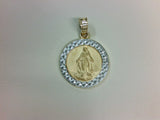 14K TT 16mm Hollow Round Miraculous Medal Charm - Walter Bauman Jewelers