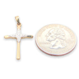 14K TT 28x17mm 0.05cttw Diamond Cross - Walter Bauman Jewelers