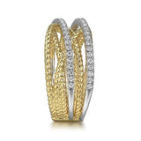14K TT .38ctw Diamond crossover Rope Ring - Walter Bauman Jewelers