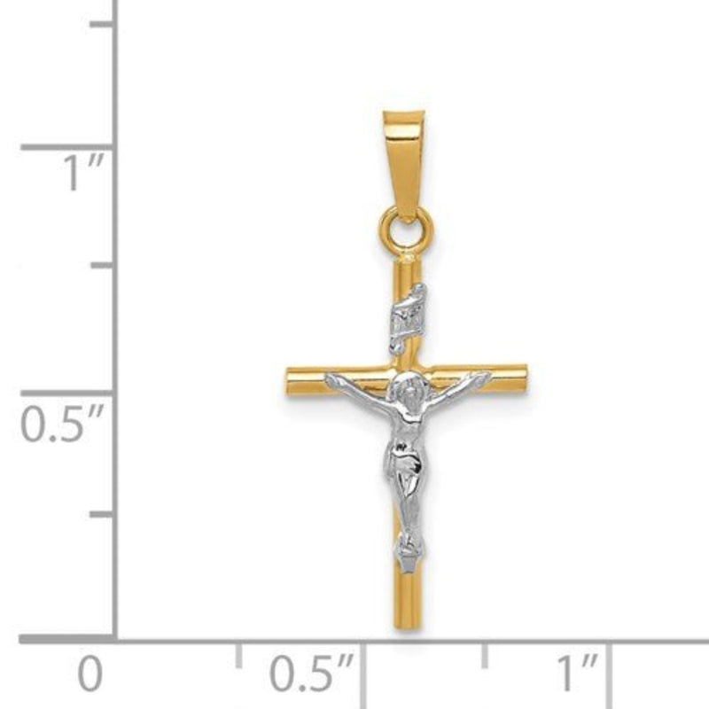 14K TT Crucifix 0.8grms - Walter Bauman Jewelers