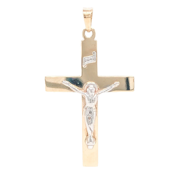 14K TT Crucifix Cross - Walter Bauman Jewelers