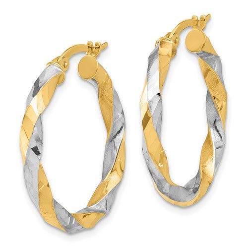 14K TT DC Twist Hoop Earrings 3.1grms - Walter Bauman Jewelers