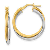 14K TT Double Hoop Earrings - Walter Bauman Jewelers