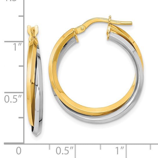 14K TT Double Hoop Earrings - Walter Bauman Jewelers