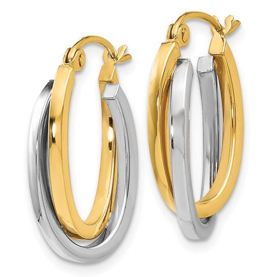 14K TT Double Oval Hoop Earrings 2.0grms - Walter Bauman Jewelers