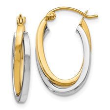 14K TT Double Oval Hoop Earrings 2.0grms - Walter Bauman Jewelers