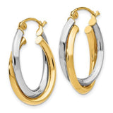 14K TT Double Oval Hoop Earrings 2.9grms - Walter Bauman Jewelers