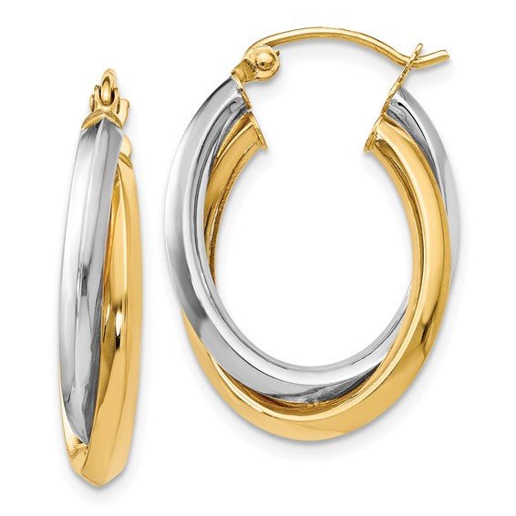 14K TT Double Oval Hoop Earrings 2.9grms - Walter Bauman Jewelers