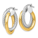 14K TT Double Rope Design Hoop Earrings 3.2grms - Walter Bauman Jewelers