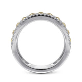 14K TT Gold 0.40cttw Three Row Diamond and Bead Ring - Walter Bauman Jewelers
