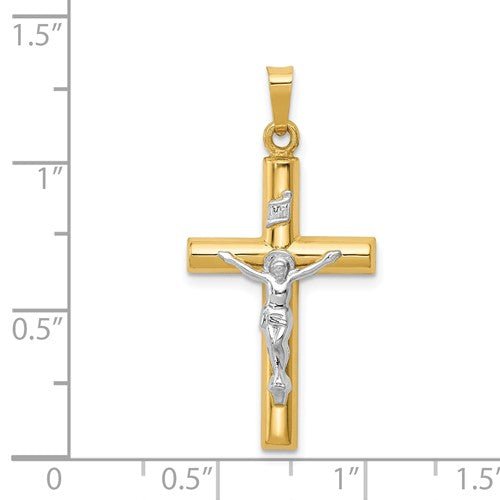 14K TT Hollow Crucifix - Walter Bauman Jewelers