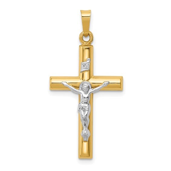 14K TT Hollow Crucifix - Walter Bauman Jewelers