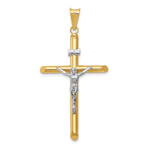14K TT Hollow Crucifix - Walter Bauman Jewelers
