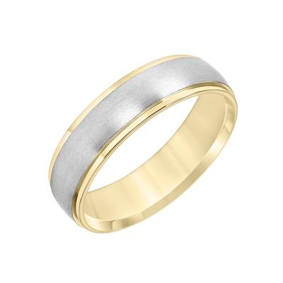 14K TT Low Dome Flat Edge Carved Wedding Band - Walter Bauman Jewelers