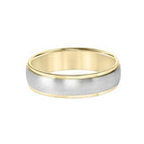 14K TT Low Dome Flat Edge Carved Wedding Band - Walter Bauman Jewelers