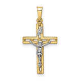 14K TT Open Solid Crucifix 0.8grms - Walter Bauman Jewelers