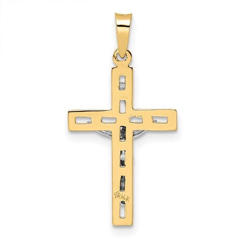 14K TT Open Solid Crucifix 0.8grms - Walter Bauman Jewelers