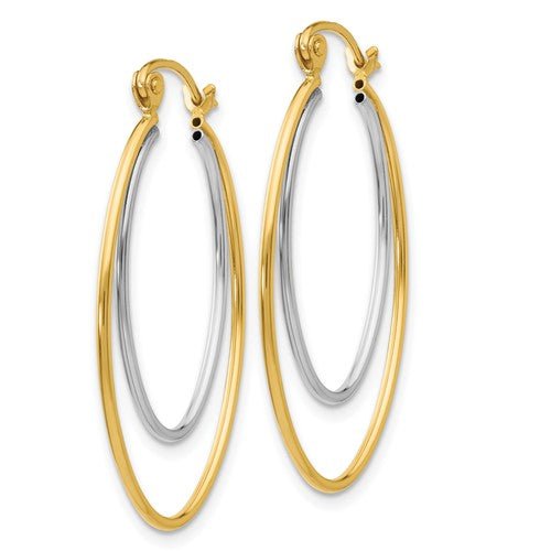 14K TT Oval Hoop Earrings - Walter Bauman Jewelers