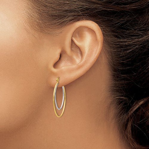 14K TT Oval Hoop Earrings - Walter Bauman Jewelers