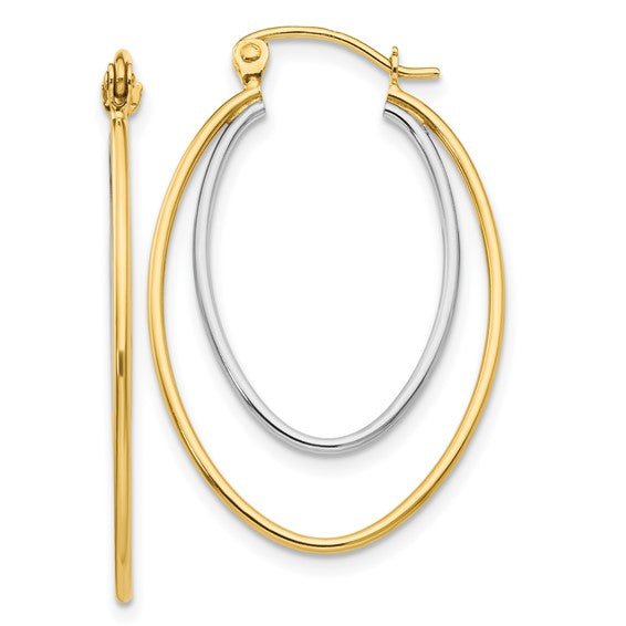 14K TT Oval Hoop Earrings - Walter Bauman Jewelers