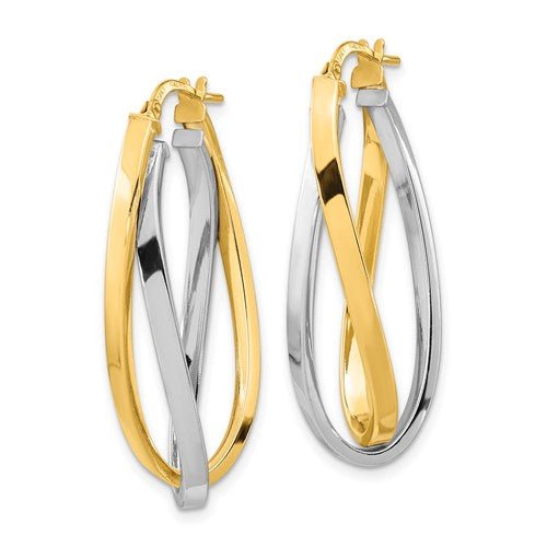 14K TT Oval Hoop Earrings - Walter Bauman Jewelers
