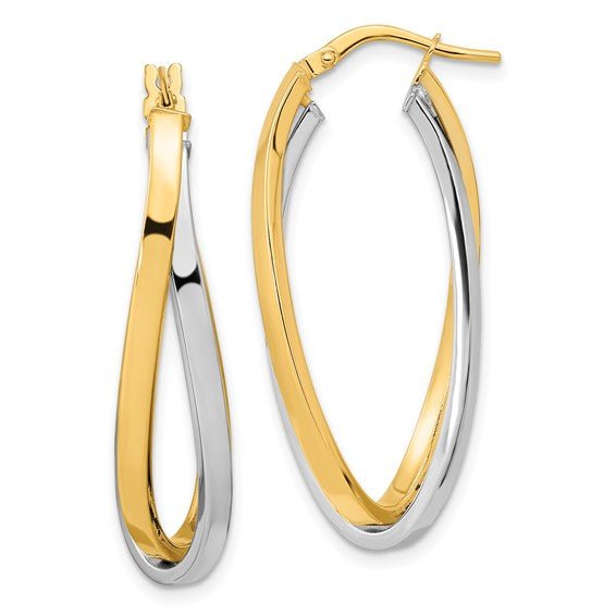 14K TT Oval Hoop Earrings - Walter Bauman Jewelers