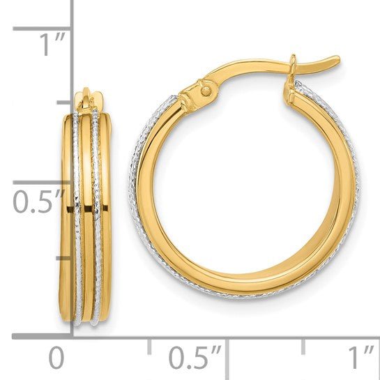 14K TT Polished Dia Cut Hoop Earrings - Walter Bauman Jewelers