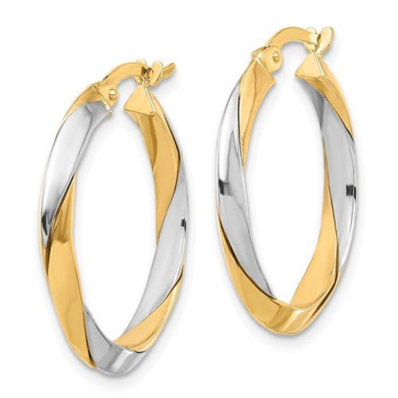 14K TT Polished Twist Hoop Earrings 2.3grms - Walter Bauman Jewelers