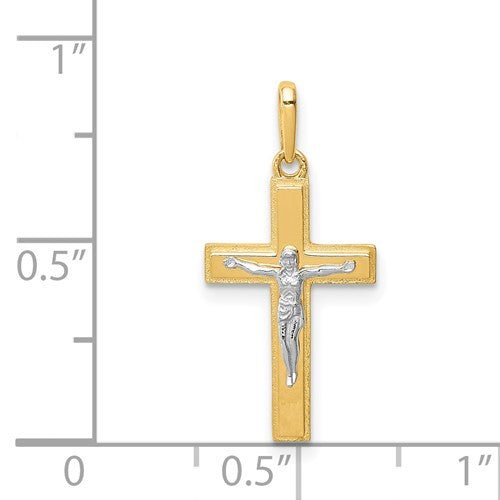 14K TT Solid Crucifix 0.6grms - Walter Bauman Jewelers