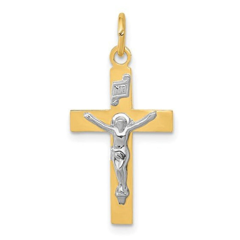 14K TT Solid Crucifix 0.7grms - Walter Bauman Jewelers