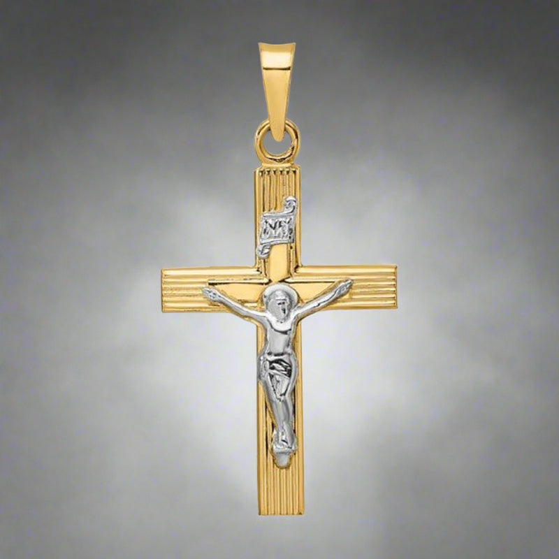 14K TT Solid Crucifix 1.4 - Walter Bauman Jewelers