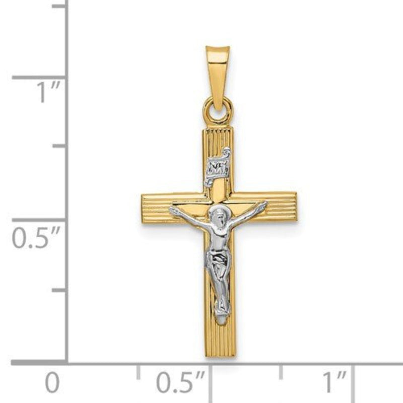 14K TT Solid Crucifix 1.4 - Walter Bauman Jewelers