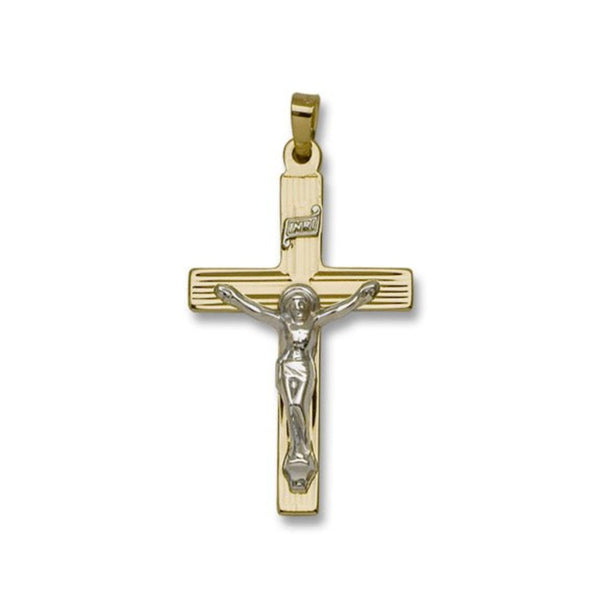 14K TT Solid Lined Crucifix 2.6grms - Walter Bauman Jewelers