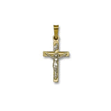 14K TT Solid Small Crucifix 1.1grms - Walter Bauman Jewelers