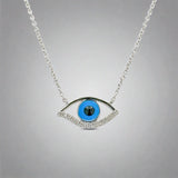 14K W Gold 0.04ctw Guardian Eye Enamel Diamond Pendant - Walter Bauman Jewelers