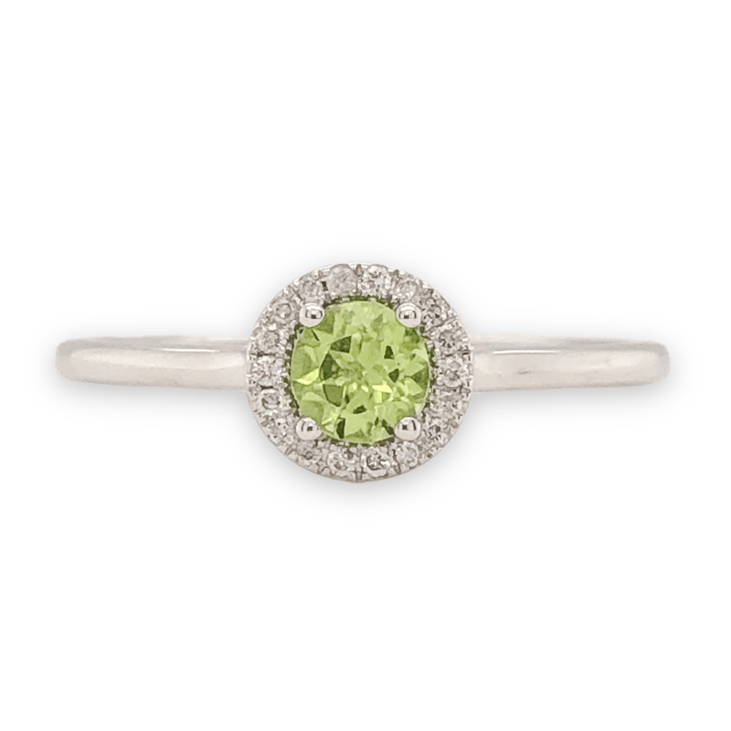 14K W Gold 0.05cttw Diamond 0.30cttw Peridot Round Halo Ring - Walter Bauman Jewelers