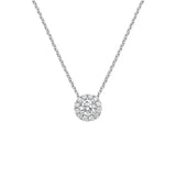 14K W Gold 0.05cttw Diamond 0.35cttw Round White Sapphire Halo Pendant - Walter Bauman Jewelers