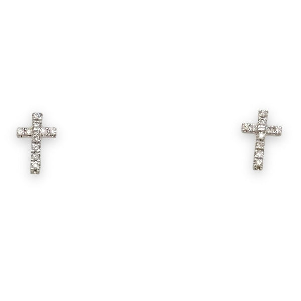 14K W Gold 0.05ctw Diamond Cross Earrings - Walter Bauman Jewelers