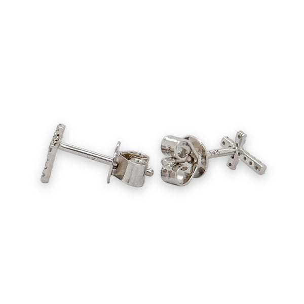 14K W Gold 0.05ctw Diamond Cross Earrings - Walter Bauman Jewelers