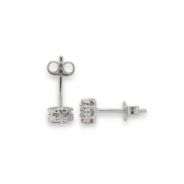 14K W Gold 0.05ctw I/SI2 Diamond Cluster Stud Earrings b - Walter Bauman Jewelers