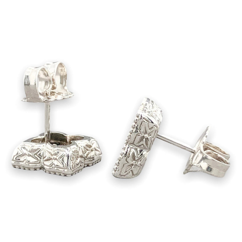 14K W Gold 0.06cttw Diamond Clover Stud Earrings - Walter Bauman Jewelers