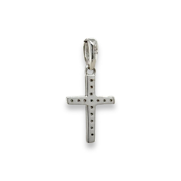 14K W Gold 0.08ctw G/SI1 Small Diamond Cross - Walter Bauman Jewelers