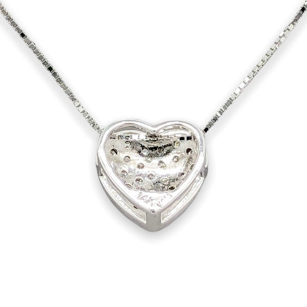 14K W Gold 0.10cttw Diamond Heart Pendant - Walter Bauman Jewelers