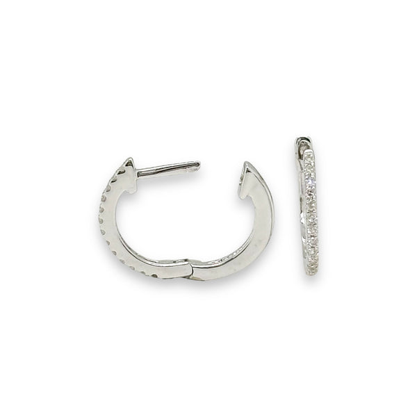 14K W Gold 0.10ctw I/SI2-I1 Diamond Huggie Earrings a - Walter Bauman Jewelers