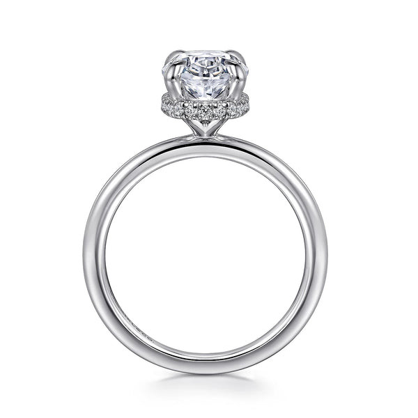 14K W Gold 0.13ctw Hidden Halo Round Diamond Engagement Ring - Walter Bauman Jewelers