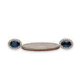 14K W Gold 0.15cttw Diamond and 1.40cttw Sapphire Halo Oval Stud Earrings - Walter Bauman Jewelers