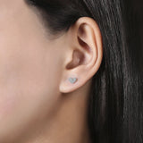 14K W Gold 0.15cttw Heart Shaped Pave Diamond Stud Earrings - Walter Bauman Jewelers
