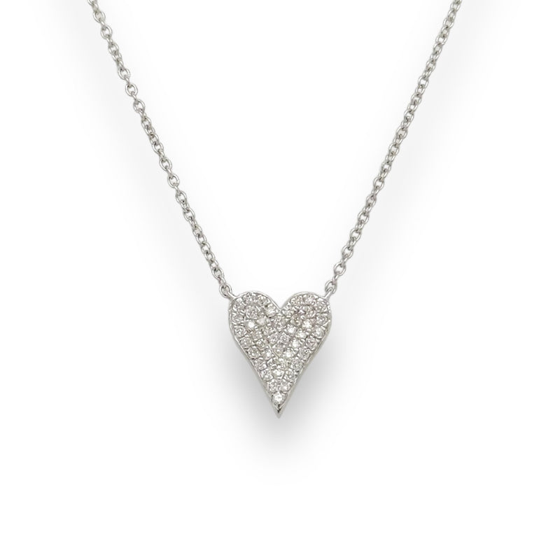 14K W Gold 0.15ctw Pave Diamond Heart Pendant - Walter Bauman Jewelers