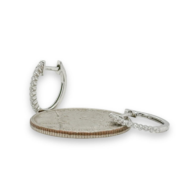 14K W Gold 0.17ctw Diamond Hoop Earrings - Walter Bauman Jewelers