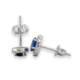 14K W Gold 0.18cttw Diamond 0.56cttw Sapphire Halo Earrings - Walter Bauman Jewelers